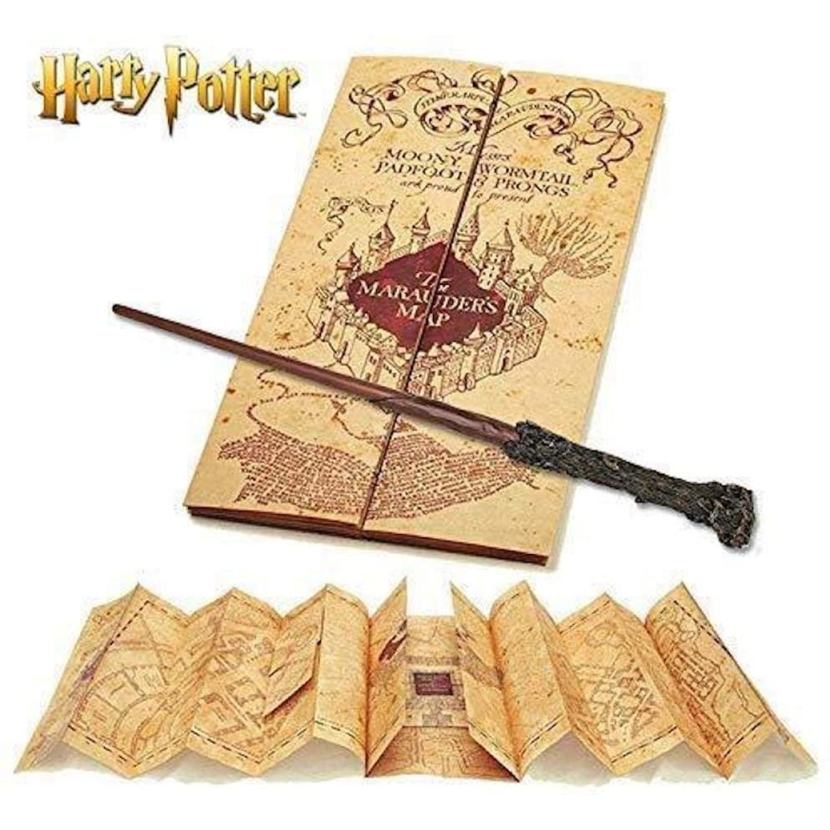 Harry Potter Set Regalo Bacchetta e Mappa Malandrino Originale 38 cm Noble Collection