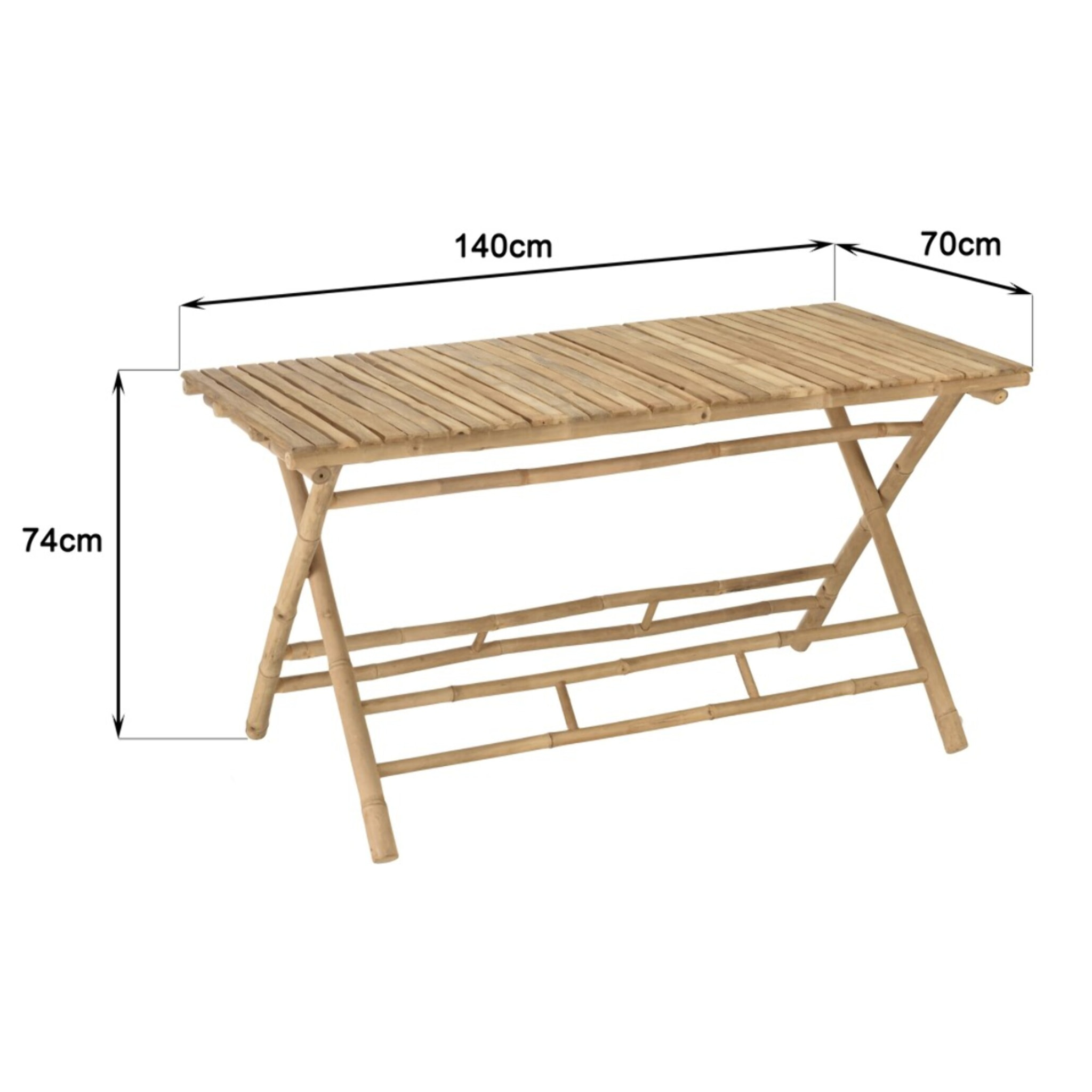 VITAL - Table à manger pliante en bambou 140x70cm