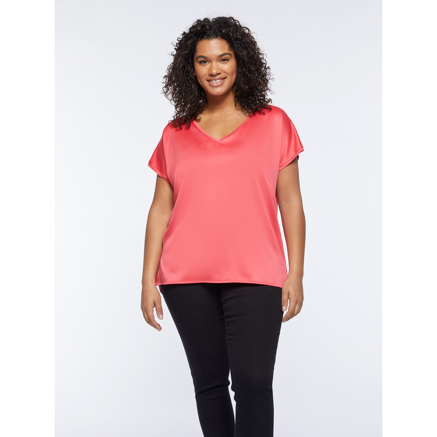 Fiorella Rubino - Camiseta de dos tejidos - Naranja sol