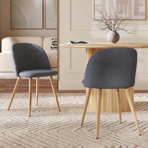Lot de 2 chaises en tissu bleu marine et pieds en métal - Cozy