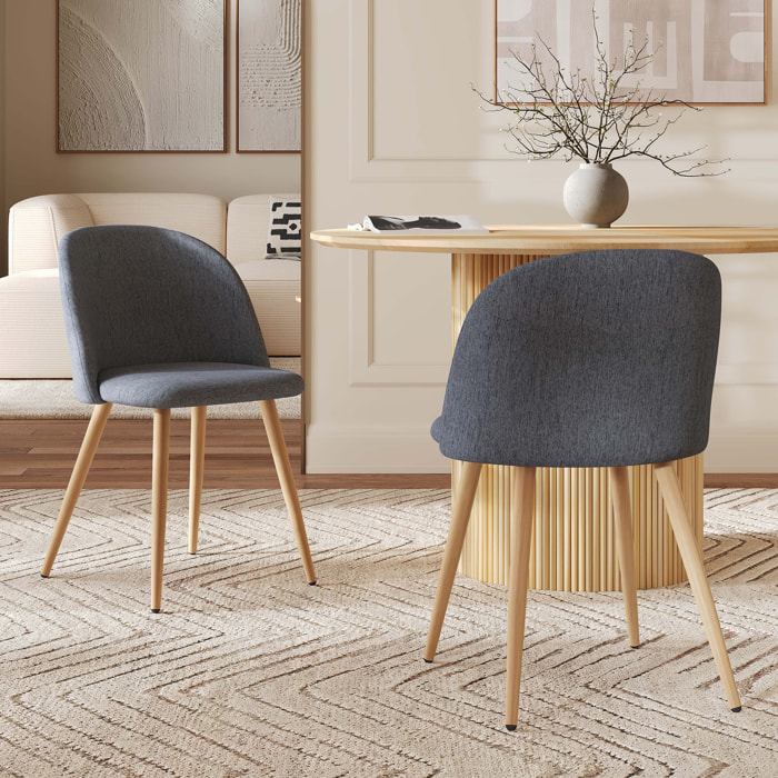Lot de 2 chaises en tissu bleu marine et pieds en métal - Cozy