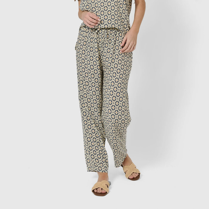 Pantalón largo viscosa waterloo azul grisáceo