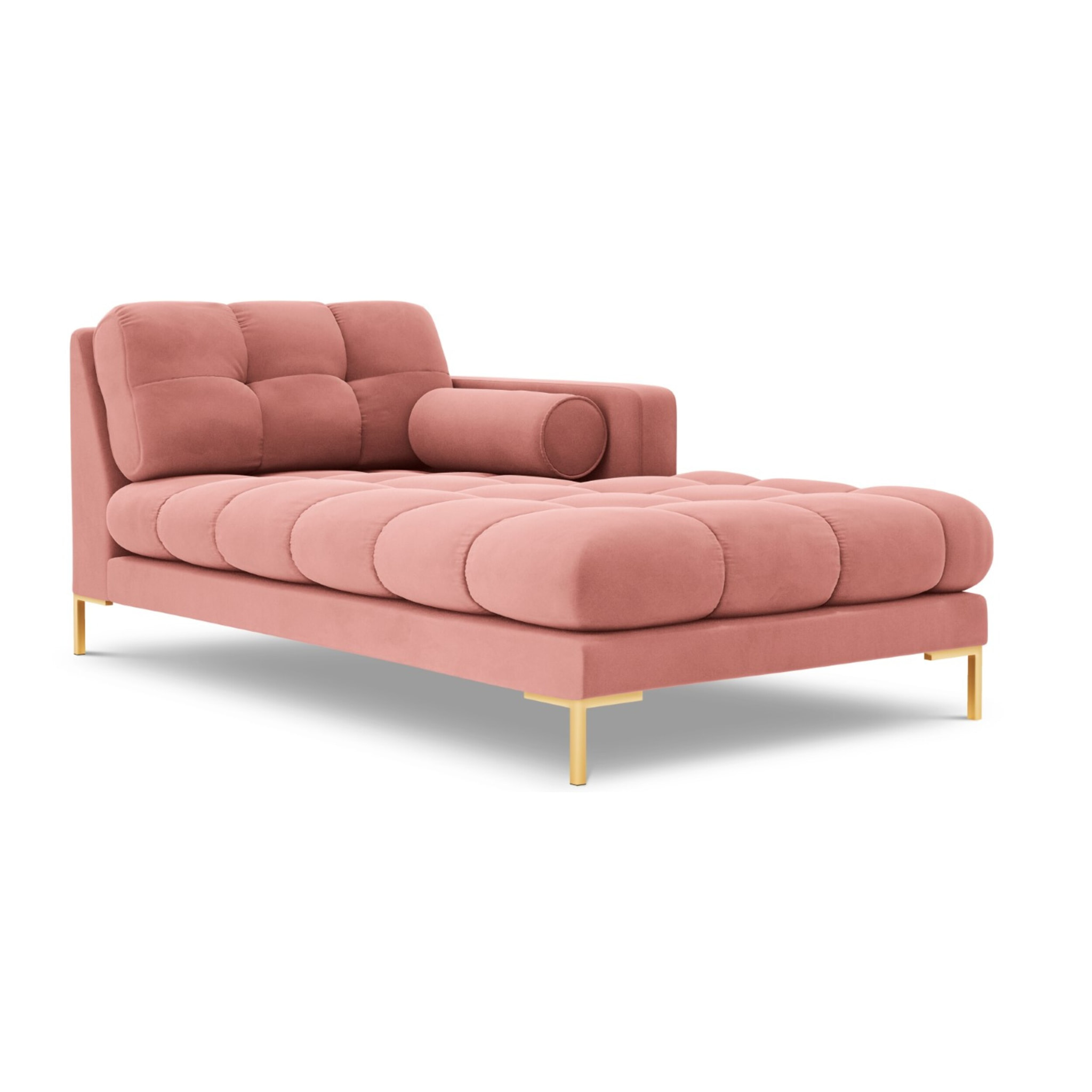 Méridienne droite "Bali" en velours rose