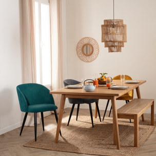 Fauteuil "Celeste" - vert jade - velours côtelé - pieds métal noir