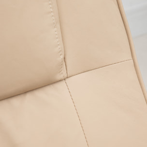 Fauteuil de massage et relaxation électrique pivotant inclinable avec repose-pied revêtement synthétique beige