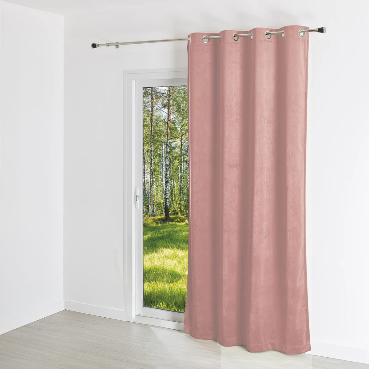 Rideau uni en suédine  - Effet daim et velours - Rose Clair