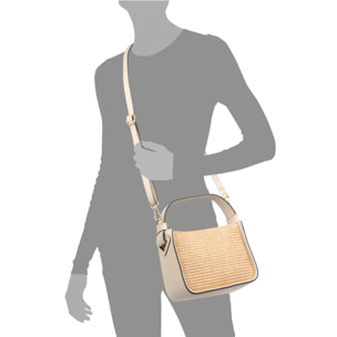 Baschi Bolso de mano Mujer. Fabricado en paja y piel auténtica Dollaro.
