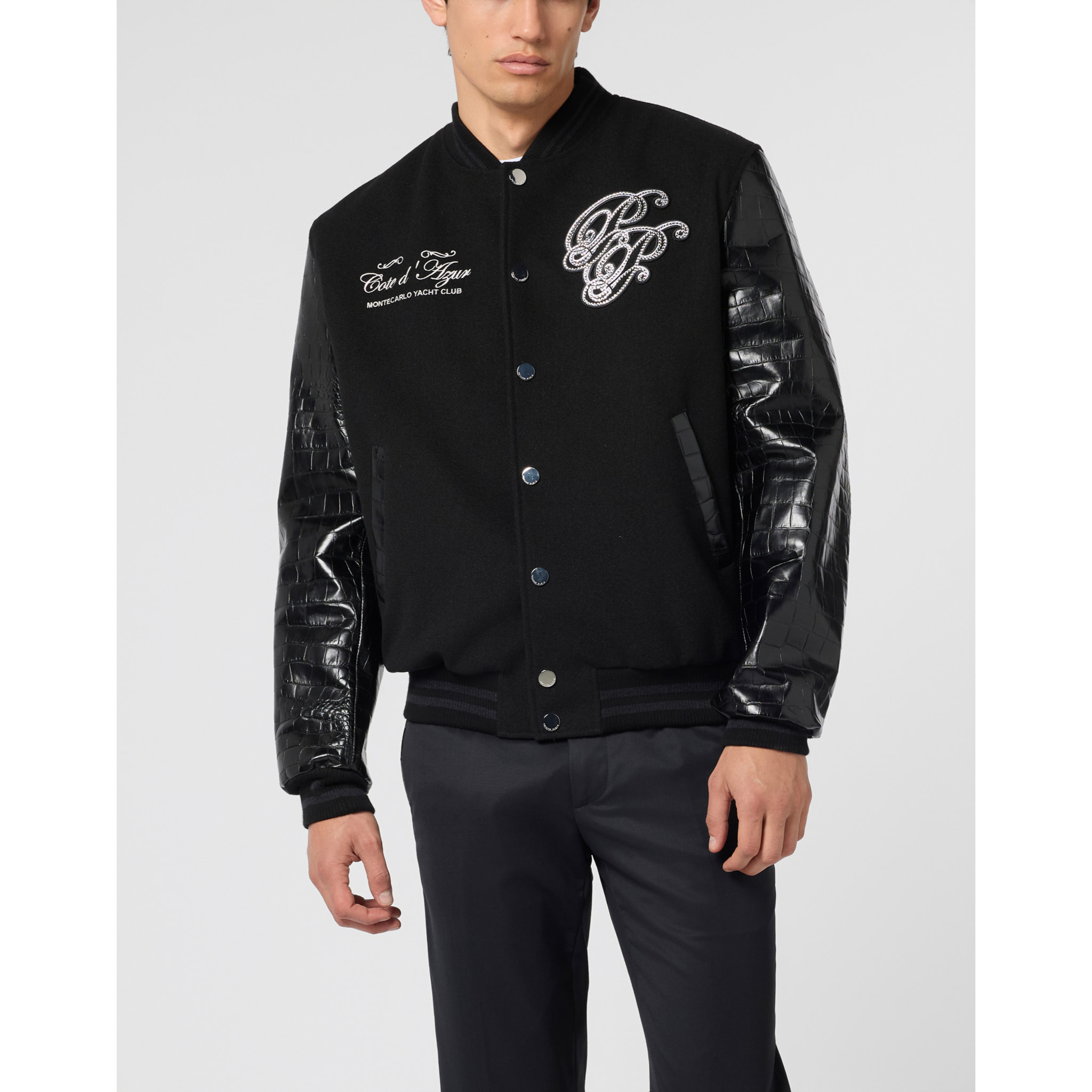 PHILIPP PLEIN Varsity Bomber Jacket Teddy Racer
