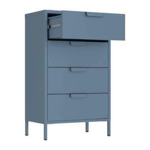 Cassettiera in metallo 4 cassetti 60x38x101 cm blu - Pop