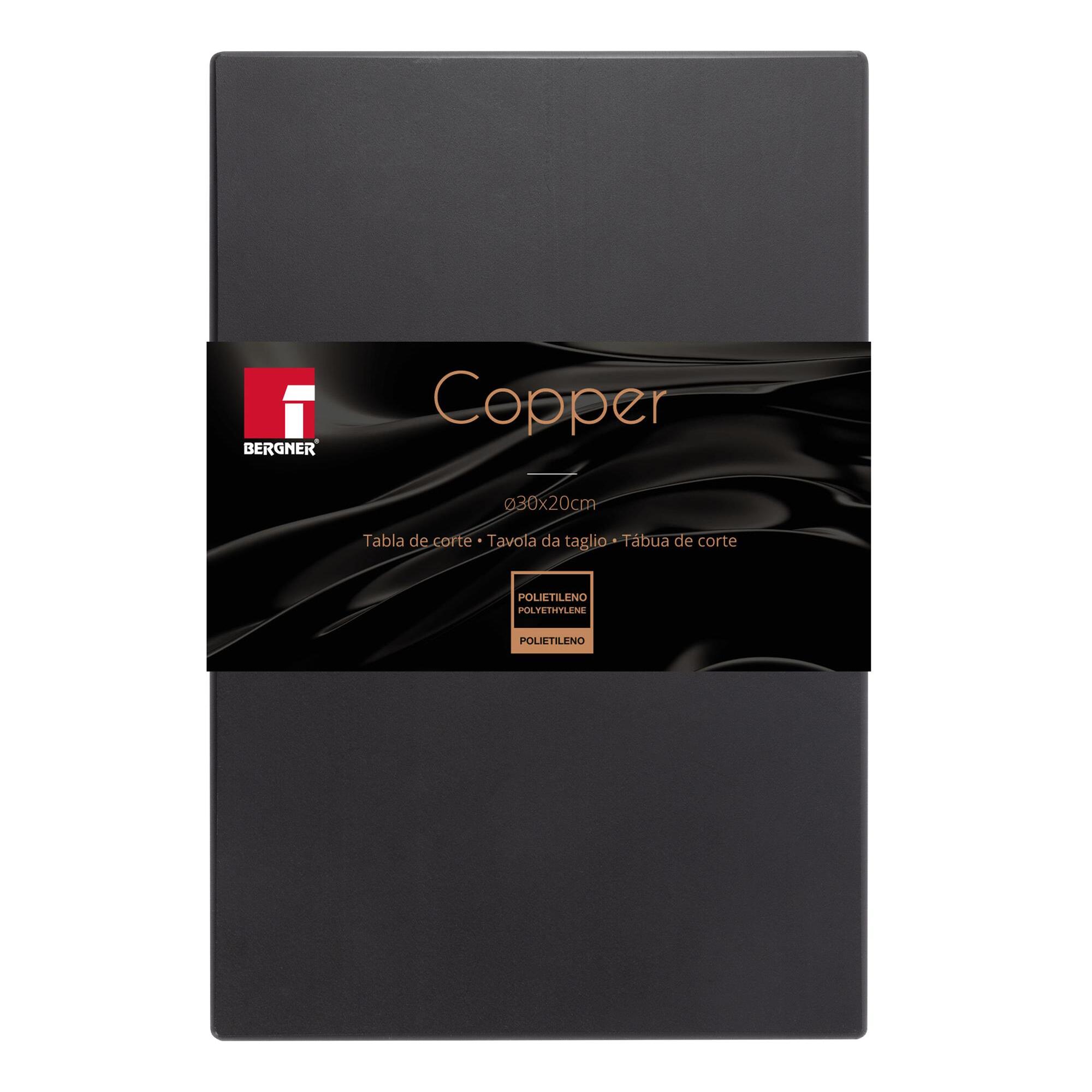 Bergner Copper Tabla de corte Negra 30x20cm en Polietileno - Resistente y duradera