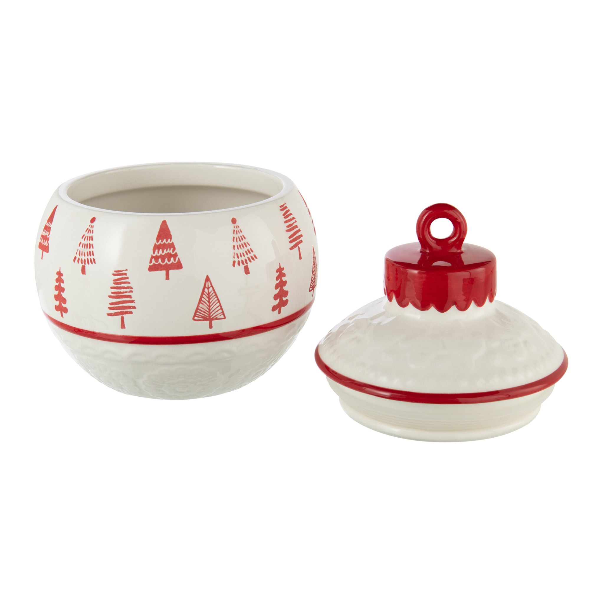 J-Line pot de conservation Noël Boule Dolomie - céramique - rouge/blanc