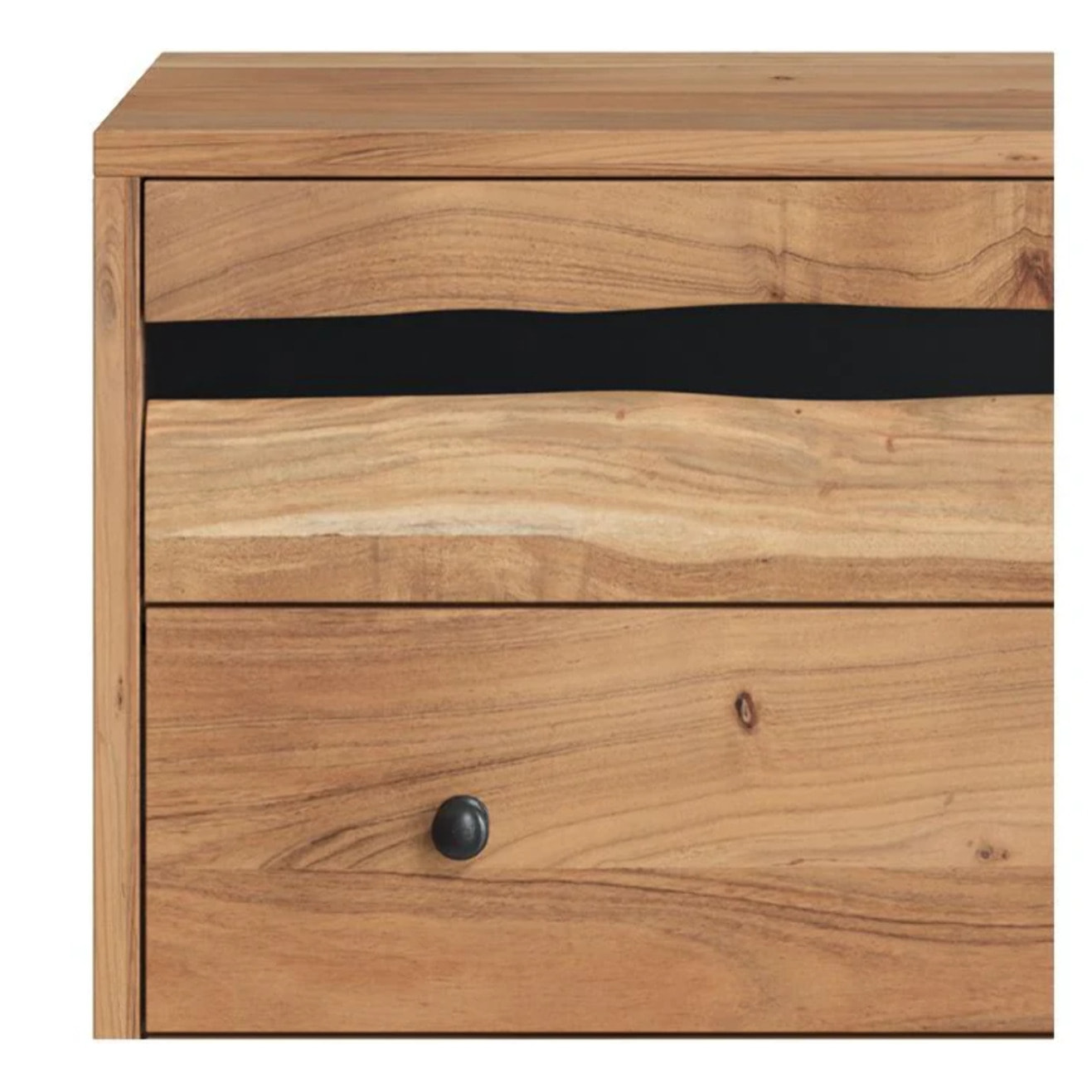 Commode en bois d'acacia et métal, 3 tiroirs - Alabama