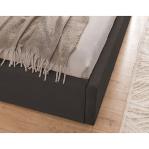 Billy - lit coffre - 140x190 cm - en tissu texturé - sommier inclus - Gris Anthracite