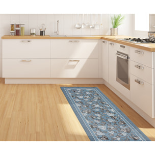 TAPPETO DA CUCINA DIS. MELODY AZZURRO 57X280 CM CON ANTISCIVOLO