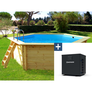 Piscine bois " Hawai " - 4.10 x 1.18 m + Pompe à chaleur  3.5 kw/h