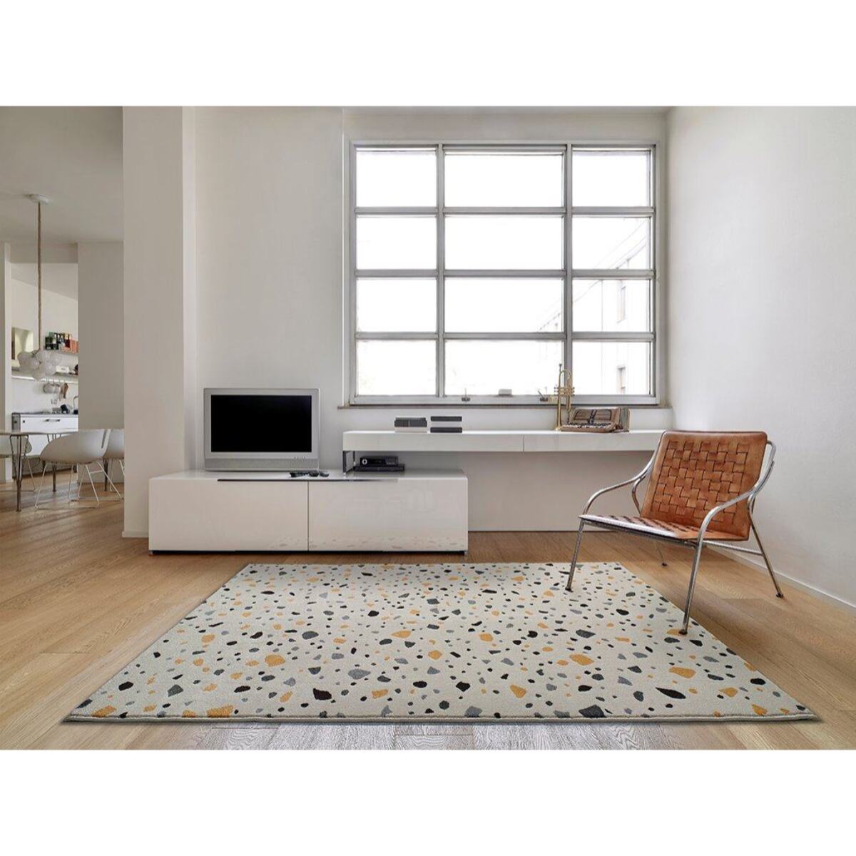 ADRA Alfombra inspiraciÃ³n terrazo en blanco, varias medidas disponibles