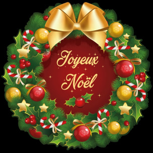 Sticker Noël la couronne Joyeux Noël - Autocollants stickers adhésifs noël - décoration fêtes