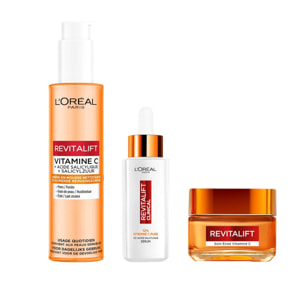 L'Oréal Paris Coffret Vitamine C - Nettoyant Visage 150ml + Sérum 12% Vitamine C 30ml + Soin Visage Eclat 50ml