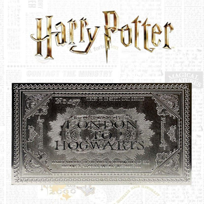 Harry Potter Replica Biglietto del Treno per Hogwarts Placcato Argento Edizione Limitata