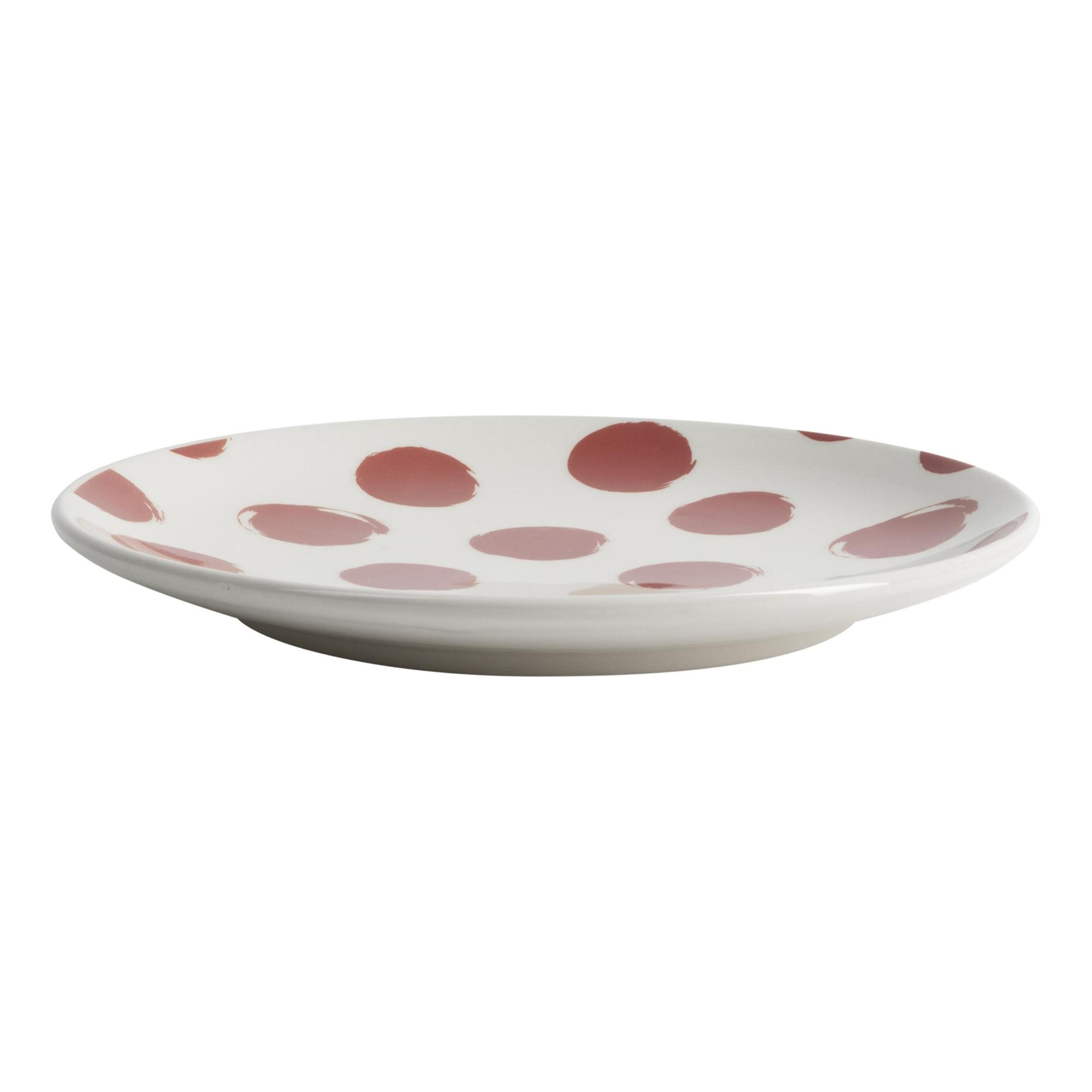 Set de vajilla de 12 piezas de gres con lunares rojos (4 platos llanos 27 cm, 4 platos hondos 21 cm y 4 platos de postre 19 cm) – Dots La Maison