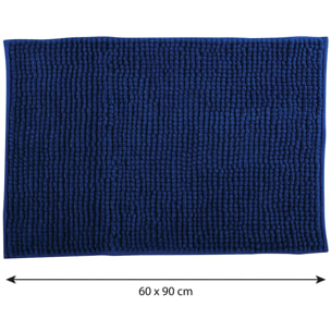 Alfombra de baño MSV "Chenille" antideslizante de microfibra en color azul oscuro 60 x 90 cm