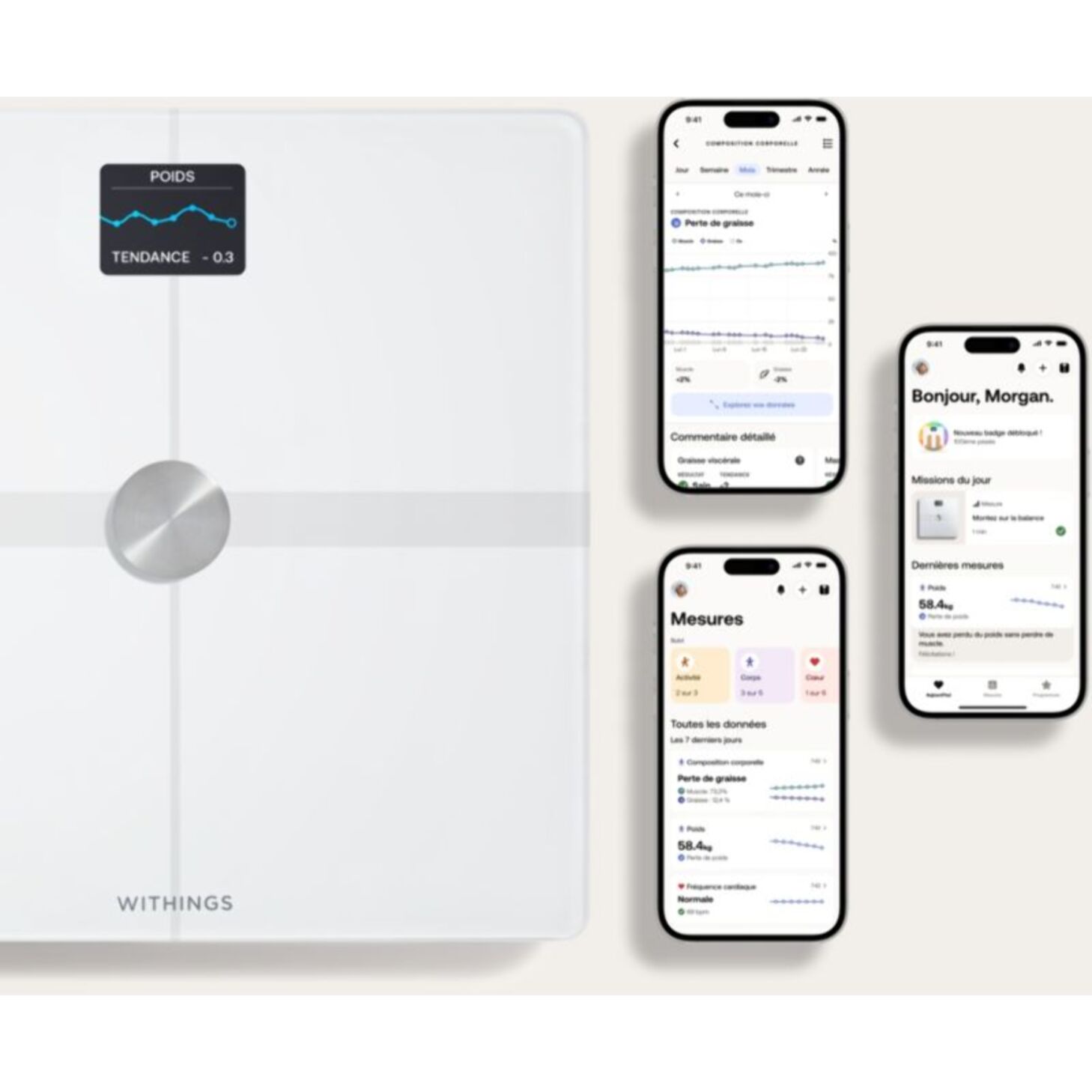 Pèse personne connecté WITHINGS Body Smart Blanc