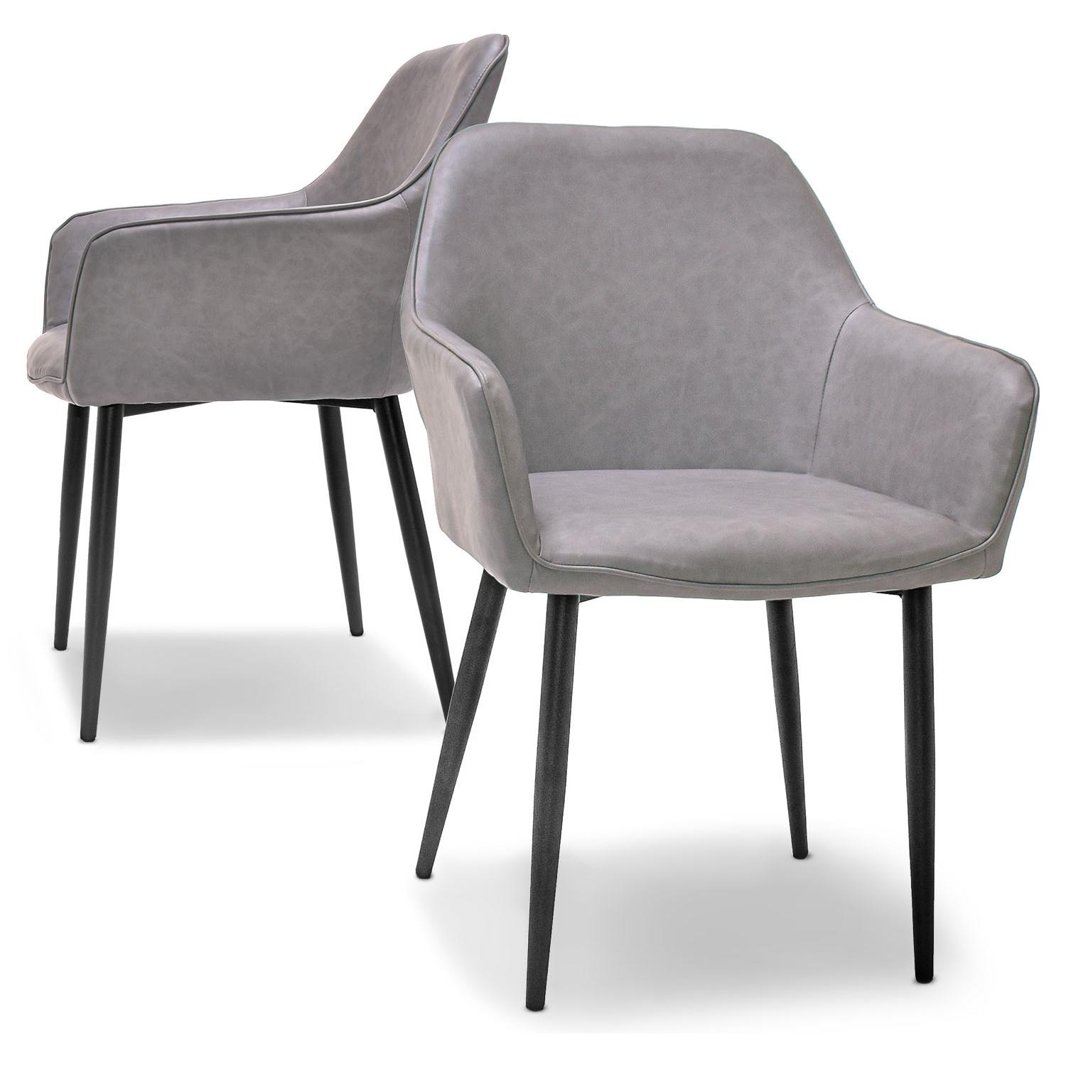 Milano - Set di 2 sedie di design in leatherette imbottita color grigio antracite