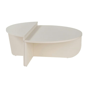 Table basse moderne blanche effet bois - 2 hauteurs MARFA