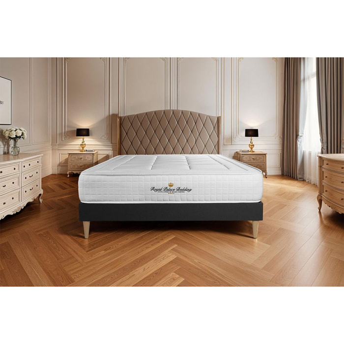 Ensemble - Matelas Mémoire de forme 24cm d'épaisseur - 3 zones de confort - Confort ferme - Sommier tapissier en kit - 2 places