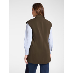 Elena Mirò - Blazer senza maniche in cady stretch - Verde militare