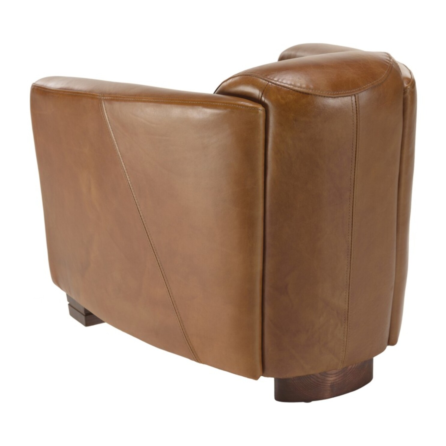 GASTON - Fauteuil marron CHICAGO vintage cuir pieds bois