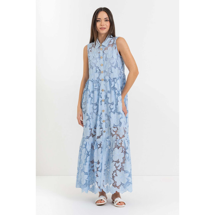 Kocca - Abito chemisier maxi in pizzo Donna