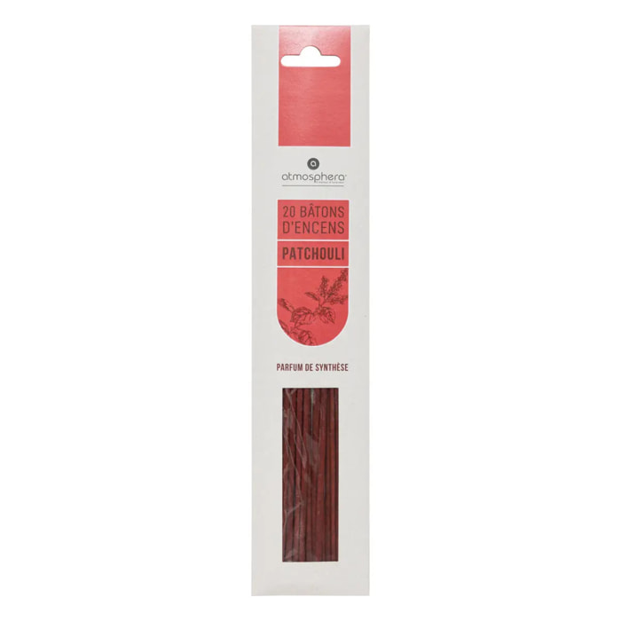 Lot de 20 bâtons d'encens patchouli H25cm