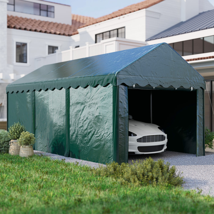 Carport tente de garage 3 x 6 m abri voiture exterieur avec 2 portes enroulables PE vert