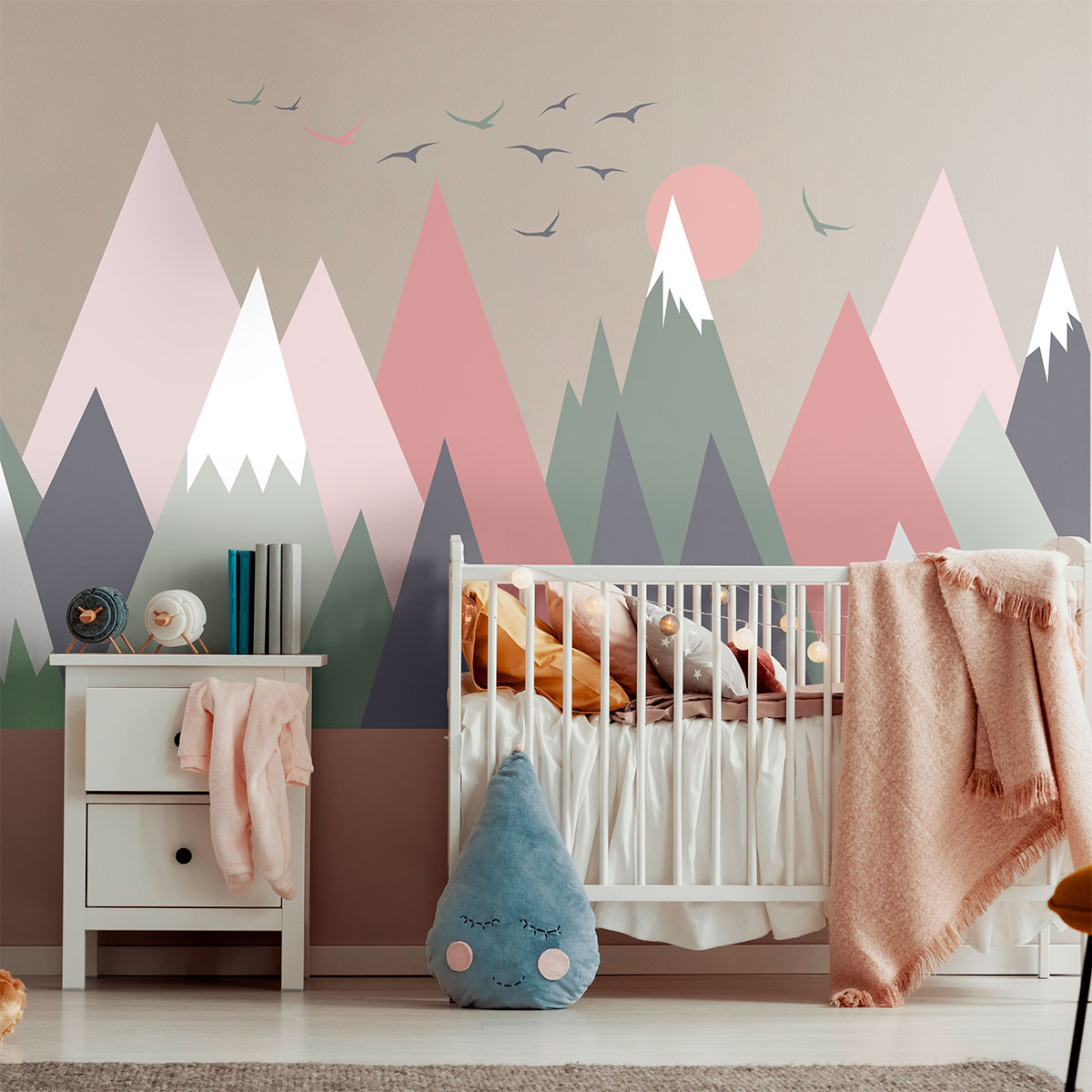 Stickers muraux enfants - Décoration chambre bébé - Autocollant Sticker mural géant enfant montagnes scandinaves ODEKA