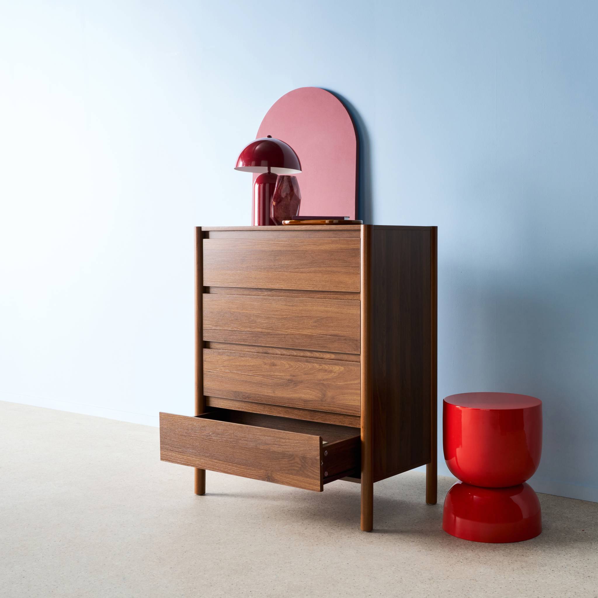 Commode décor bois 4 tiroirs  HARMONY