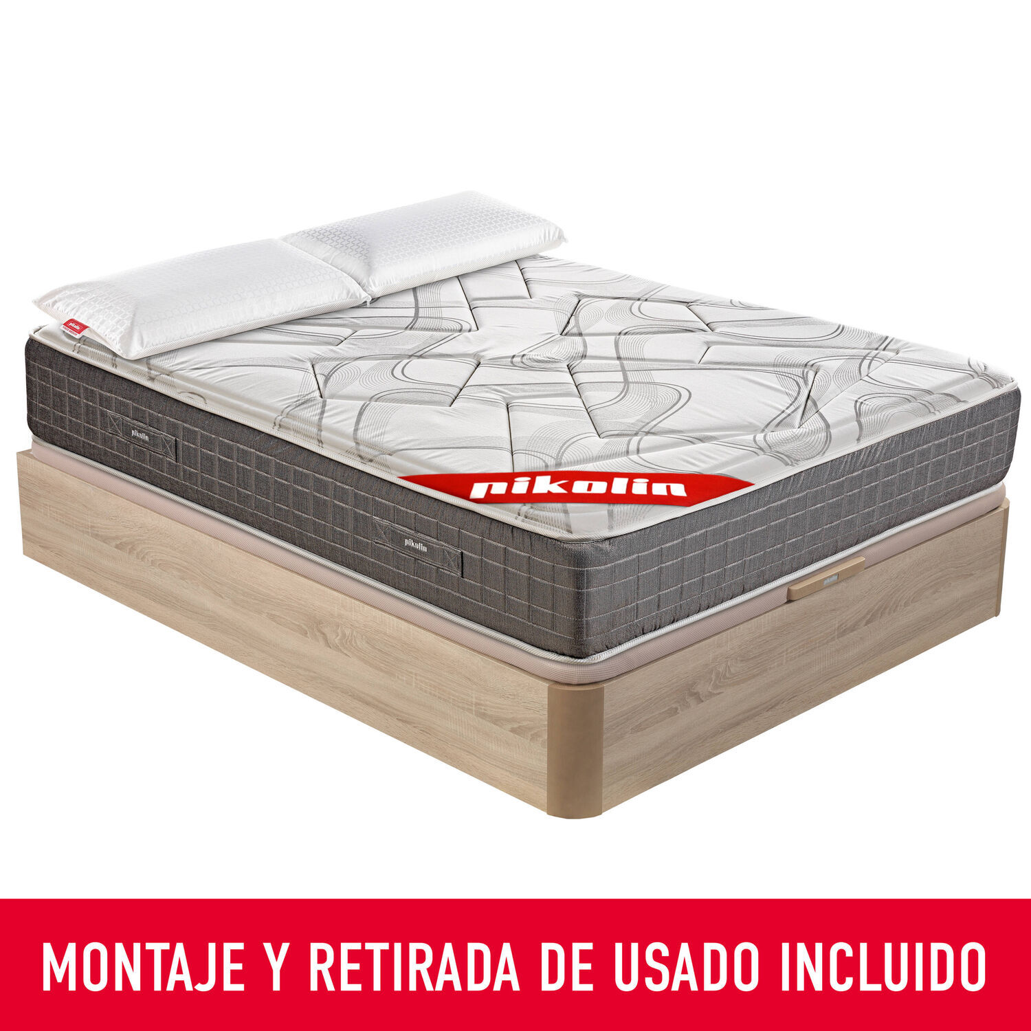 Colchón Muelles Ensacados + Canapé Abatible + Almohada Visco | ENVIO, MONTAJE Y RETIRADA INCLUIDO | Saturn