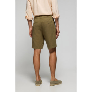 Pantaloncini Bali in lino e cotone verde cachi con dettagli ricamati Polo Club