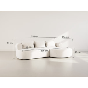 Angela - canapé d'angle droit 4 places en velours texturé - Beige