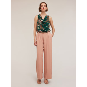 Motivi - Satin-Palazzohose mit seitlichem Piping - Rosa