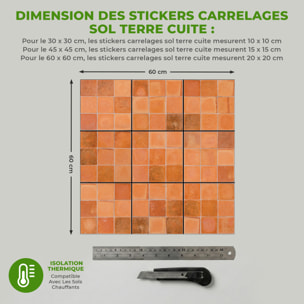 Sticker Sol avec laminat de Protection en Plastique Anti-dérapant | Stickers adhésif Sol - 9 STICKERS CARRELAGES TERRE CUITE SOL DE MOLFACO -
