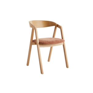 Chaises scandinaves empilables en bois clair chêne et tissu effet velours terre brûlée (lot de 2) LOVA