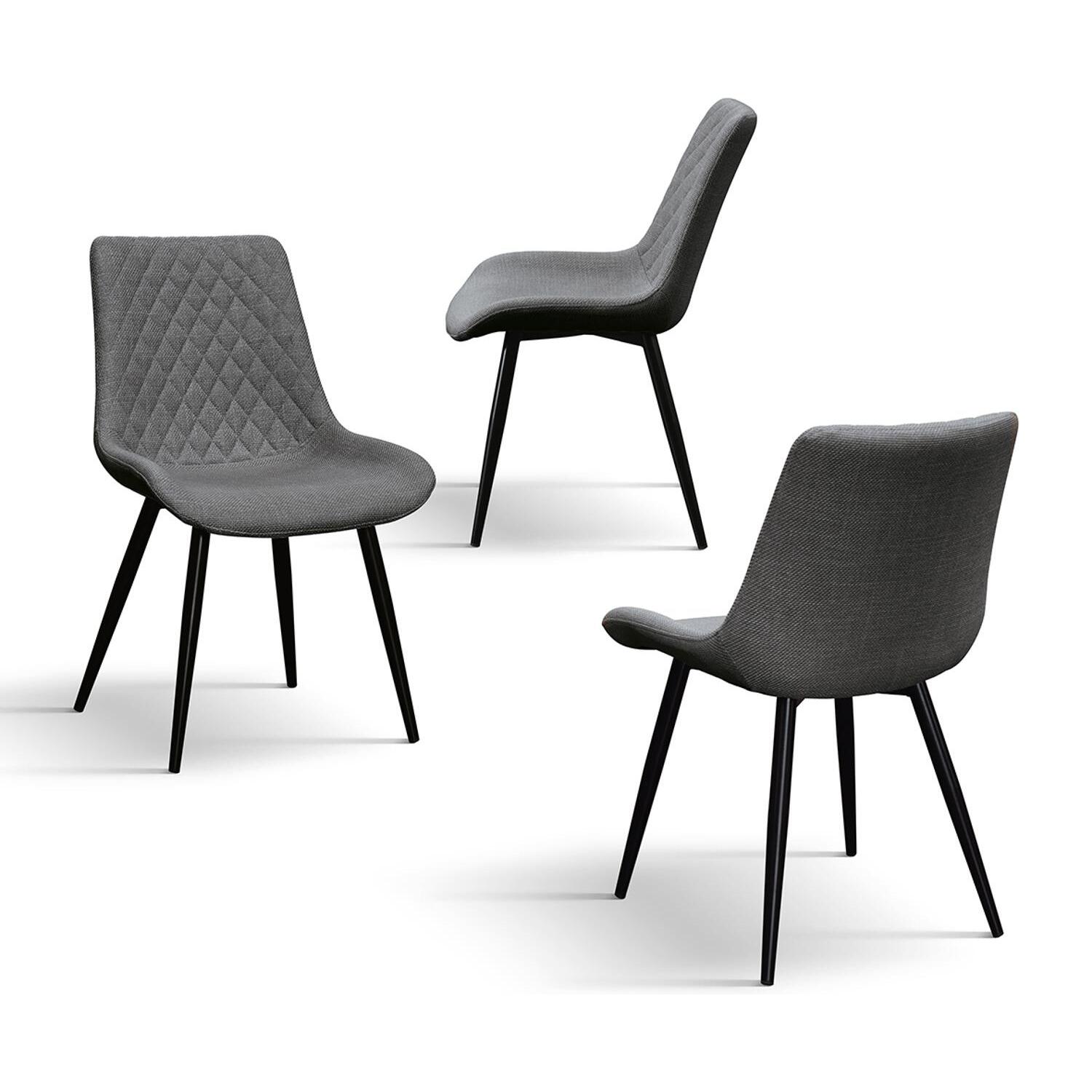 Set di 4 sedie VIENNA in tessuto grigio e gambe in metallo nero