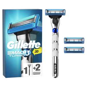 Gillette Mach3 Turbo Rasoir - 3 lames - 3 Recharges Incluses