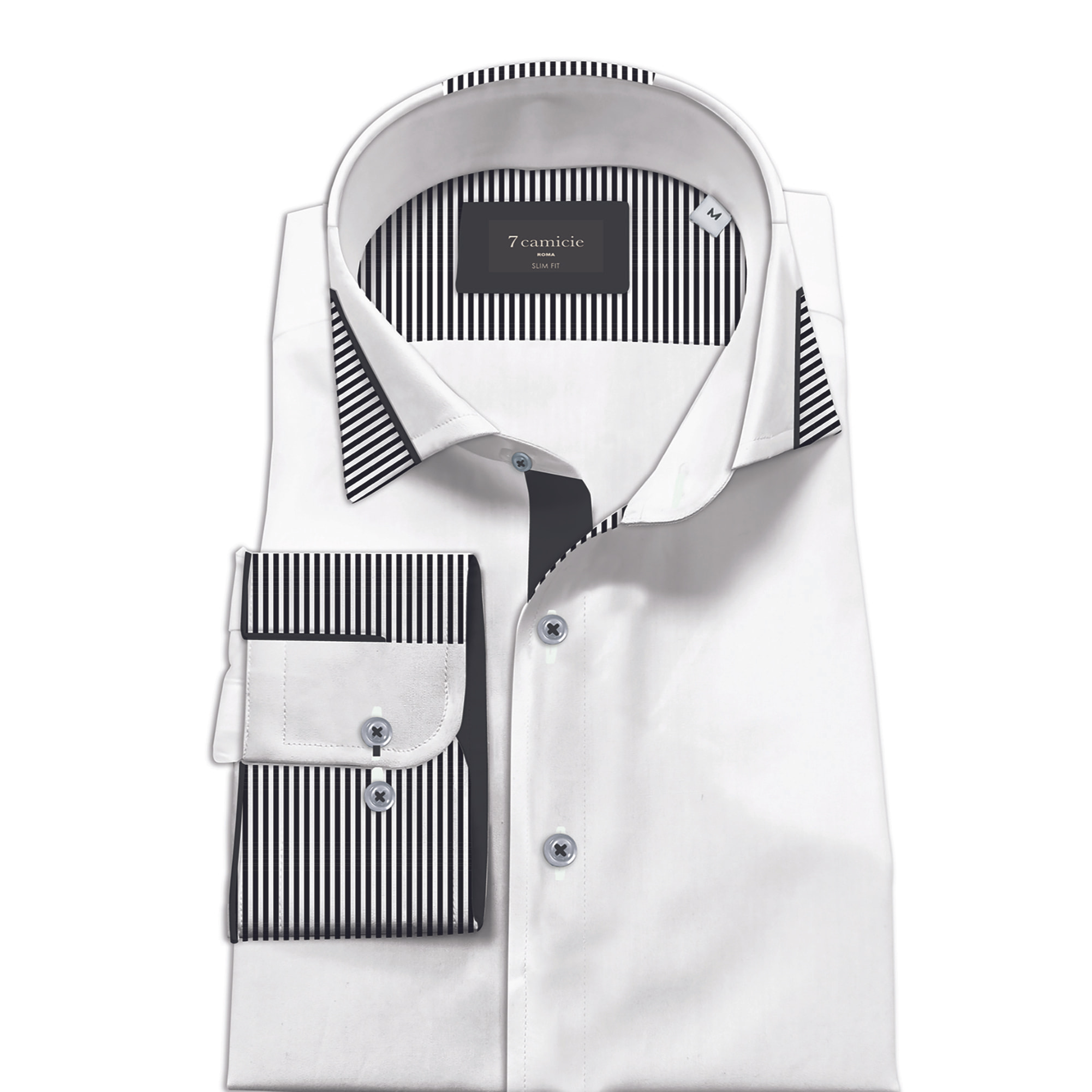 Camicia Uomo Italiano Slim Satin Unito Bianco