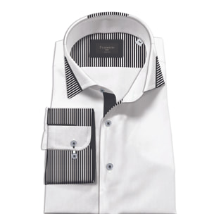 Camicia Uomo Italiano Slim Satin Unito Bianco