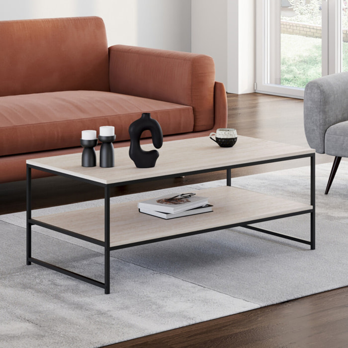 Table basse double plateau effet travertin