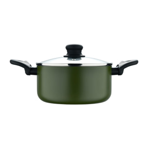 Cacerola con tapa en aluminio prensado, antiadherente, ideal para cocina diaria