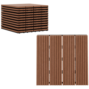 Set de 11 Piezas Baldosas de Exterior 30x30 cm 1 m² Suelo de Jardín Exterior Antideslizantes y Resistentes al Clima de Fácil Instalación para Jardín Terraza Balcón Marrón