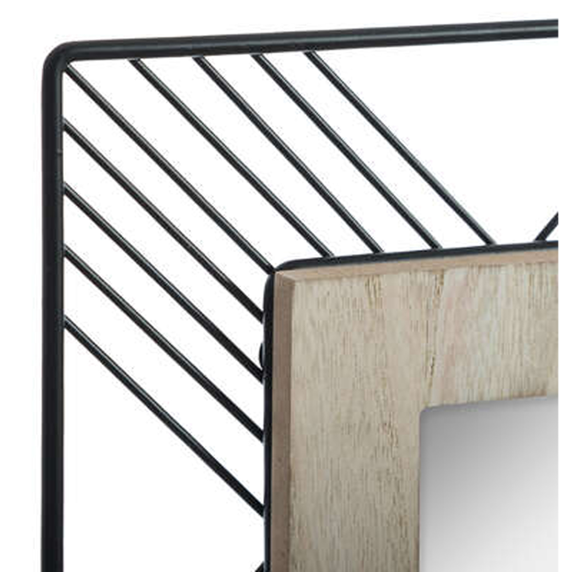 Espejo cuadrado de metal y madera l. 45.5 x d. 2 x h. 45.5 cm